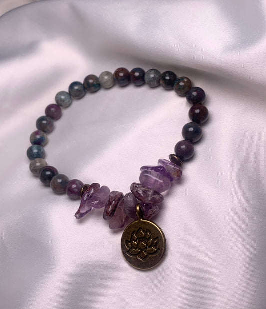 Ruby Kyanite Beads|Amethyst Chips|Bronze