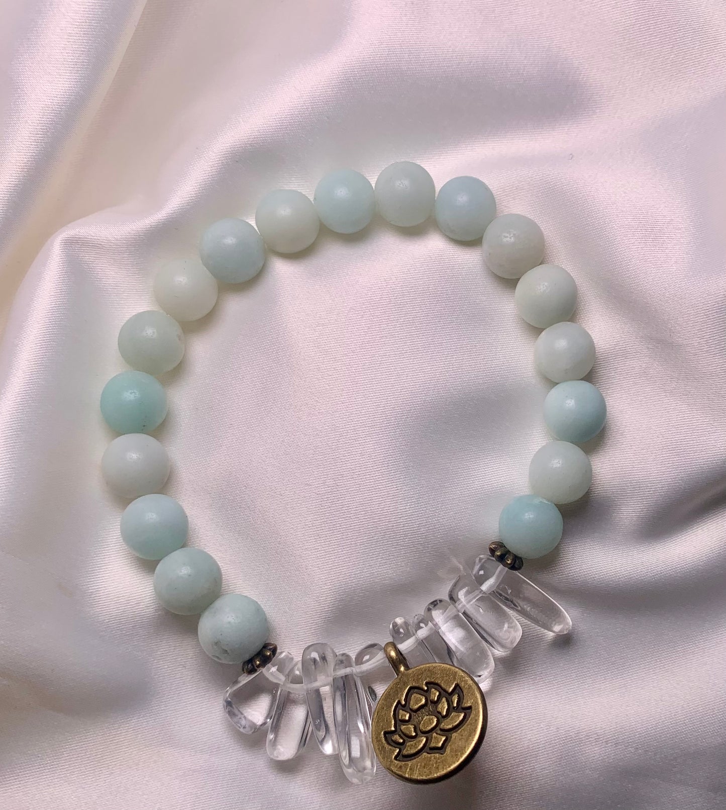 Amazonite Beads|Clear Quartz Chips|Bronze