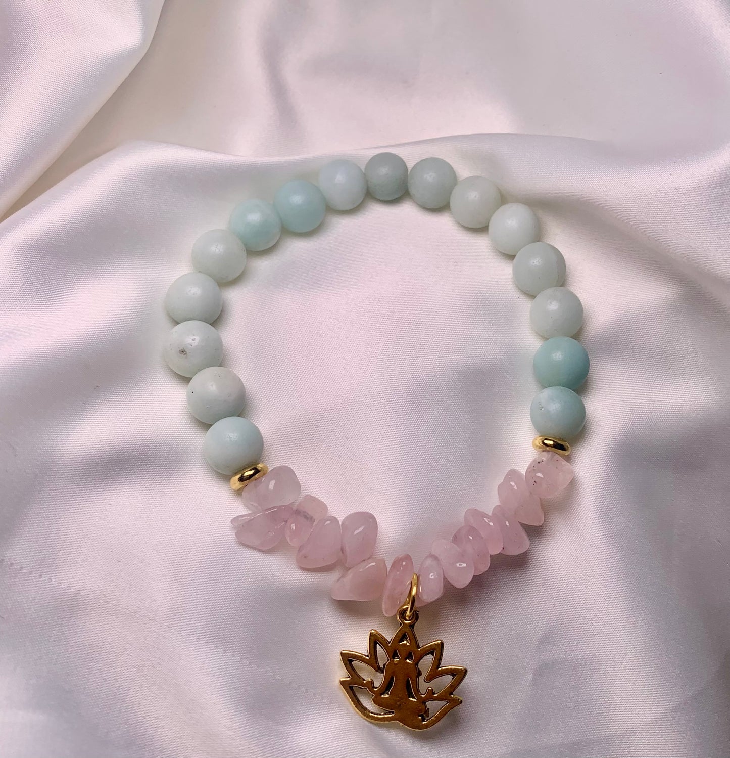 Amazonite Beads|Rose Quartz Chips|Gold