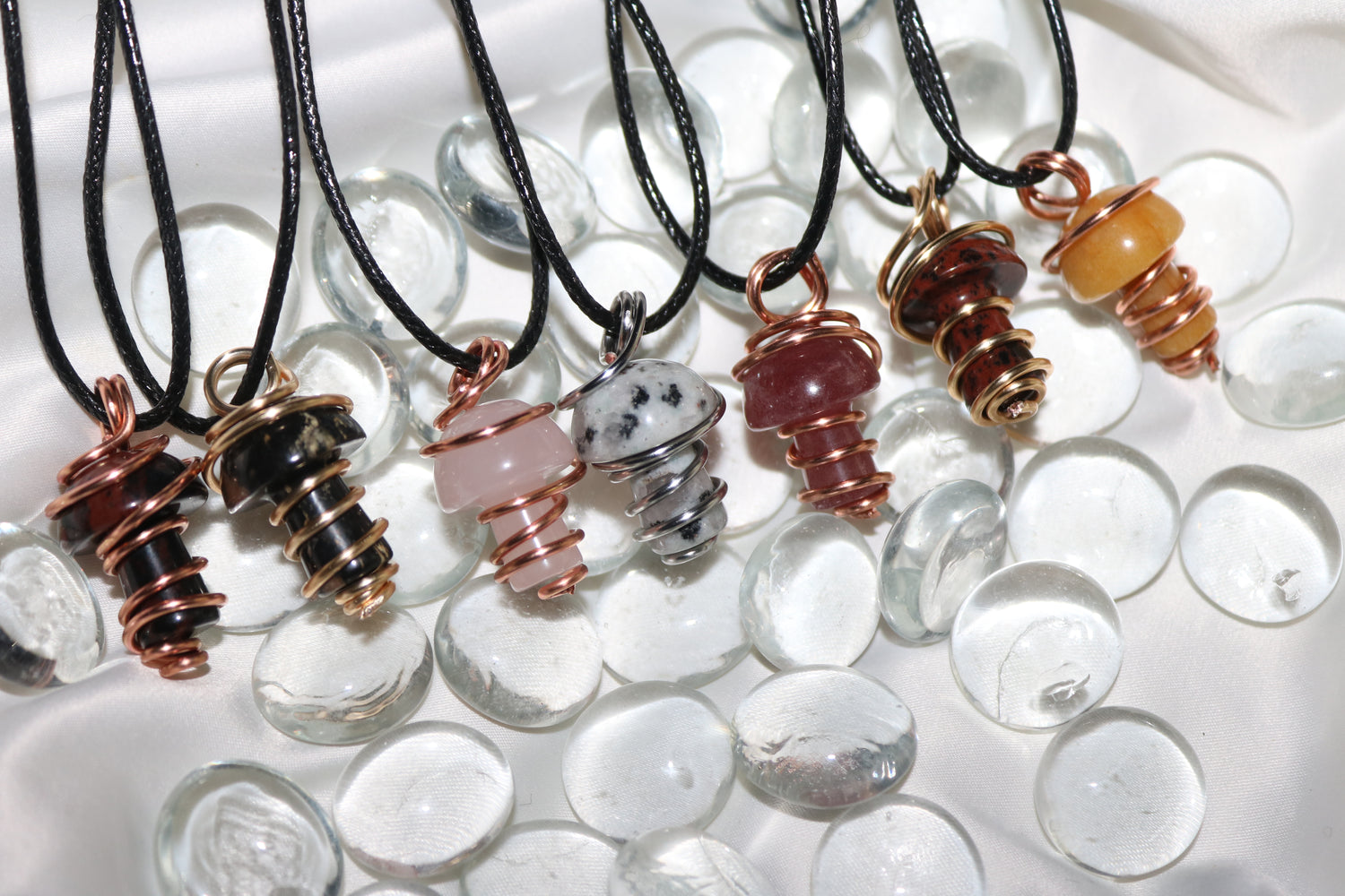Wrapped Mushroom Crystal Necklaces