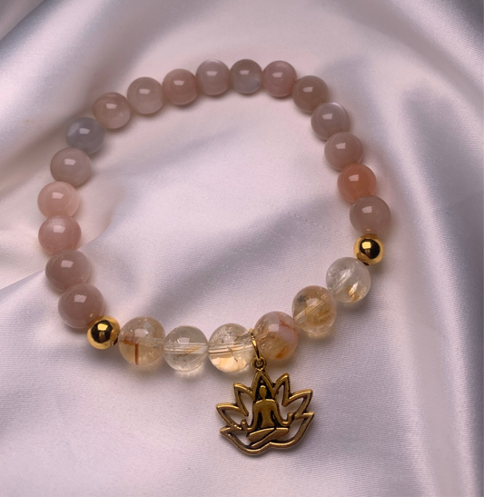 Peach Moonstone Beads|Citrine Beads|Gold