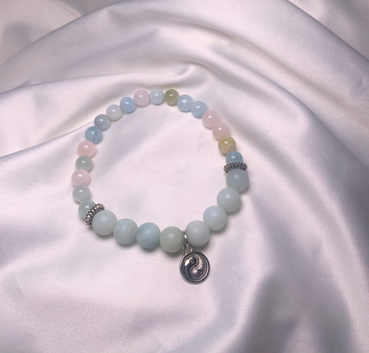 Morganite & Aquamarine Beads|Amazonite Beads|Silver