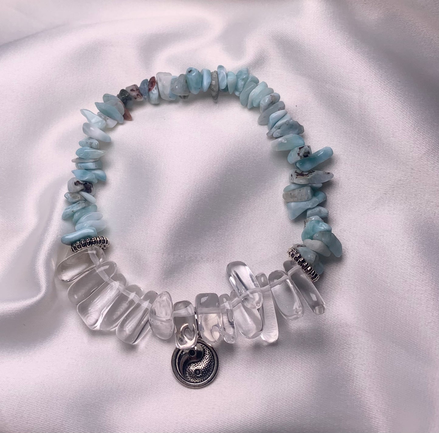 Larimar Chips|Clear Quartz Chips|Silver