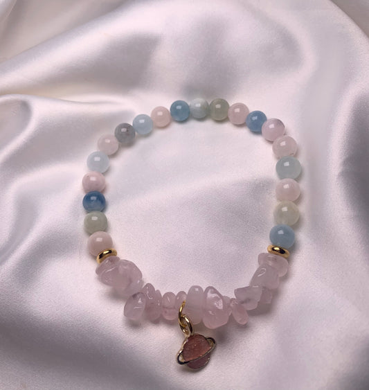 Morganite & Aquamarine Beads|Rose Quartz Chips