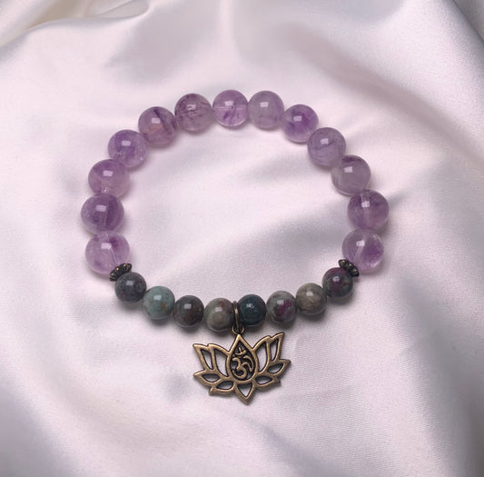 Amethyst Beads|Ruby Kyanite Beads|Bronze