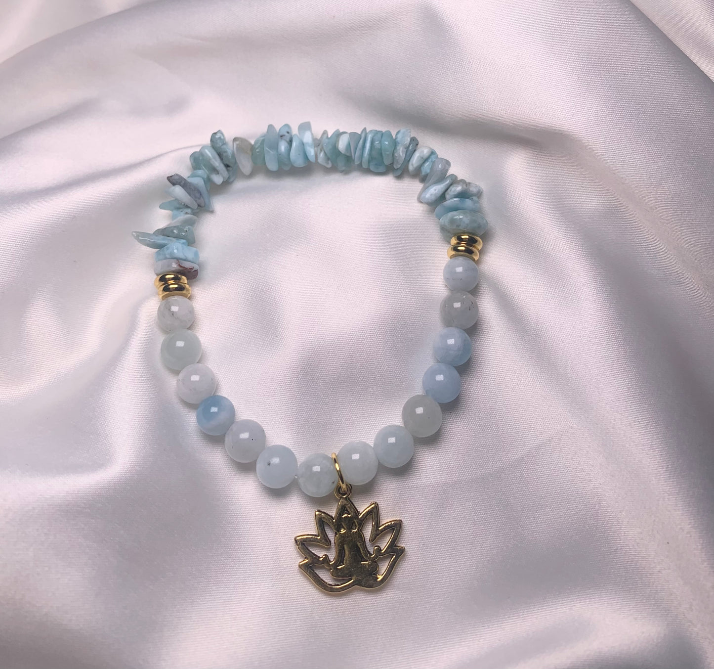 Larimar Chips|Aquamarine Beads|Gold
