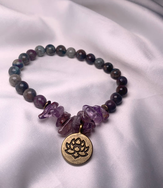 Ruby Kyanite Beads|Amethyst Chips|Bronze